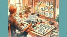 WordPress 執筆 スピードアップのため、事前にテーマや構成とゴールを整理する作業机の様子