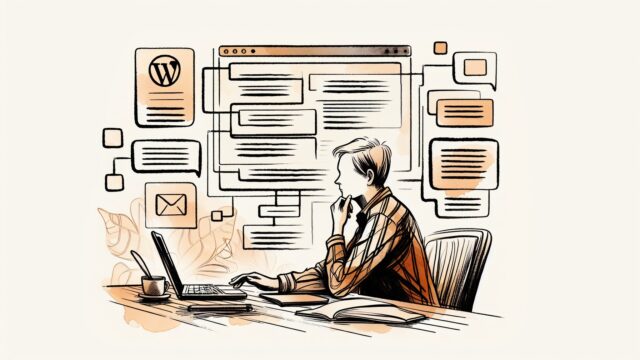 WP 記事構成案 貼り付け前に、WordPressレイアウトと見出し構成のズレを整理する様子