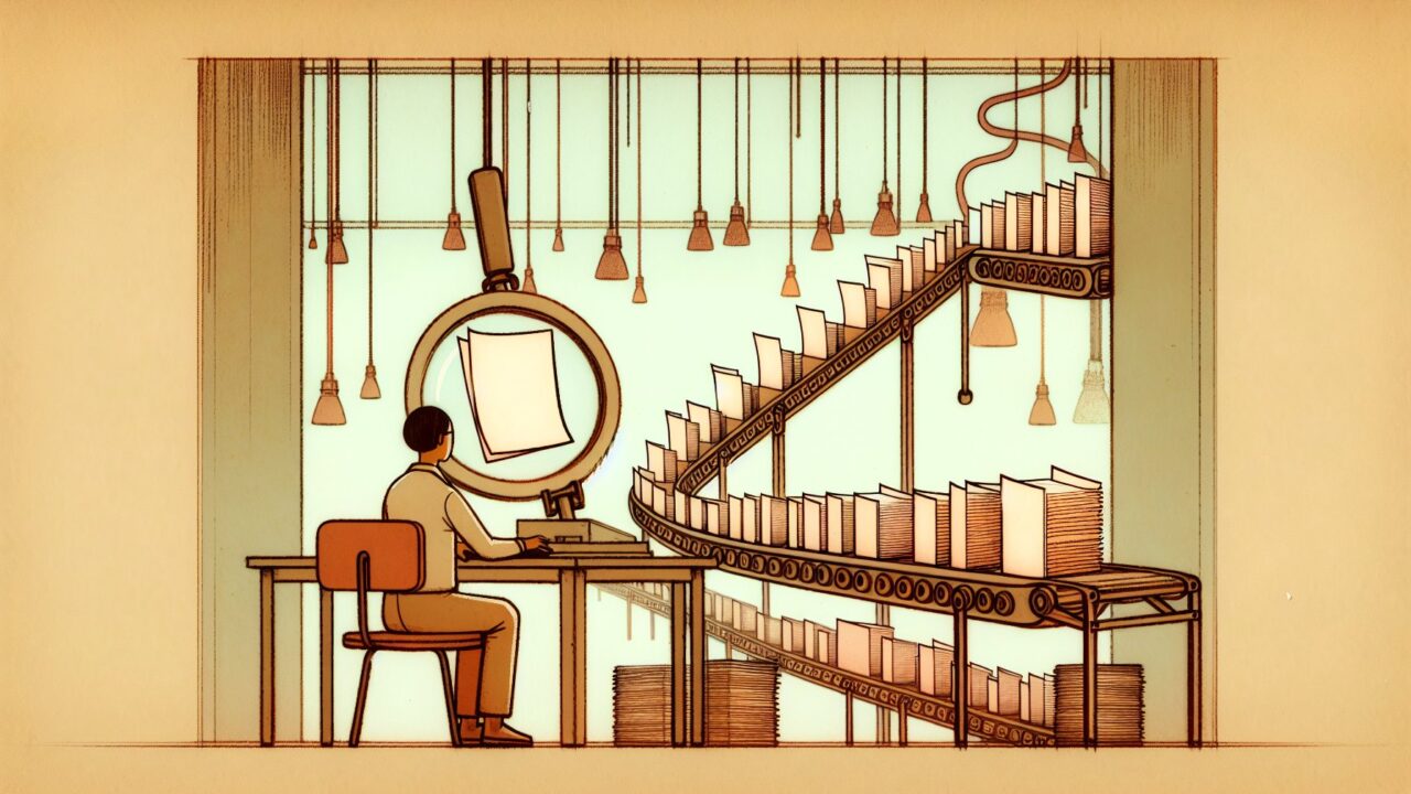 同じ内容のAI 記事がベルトコンベアで量産され検索順位が上がらない理由を象徴的に表現