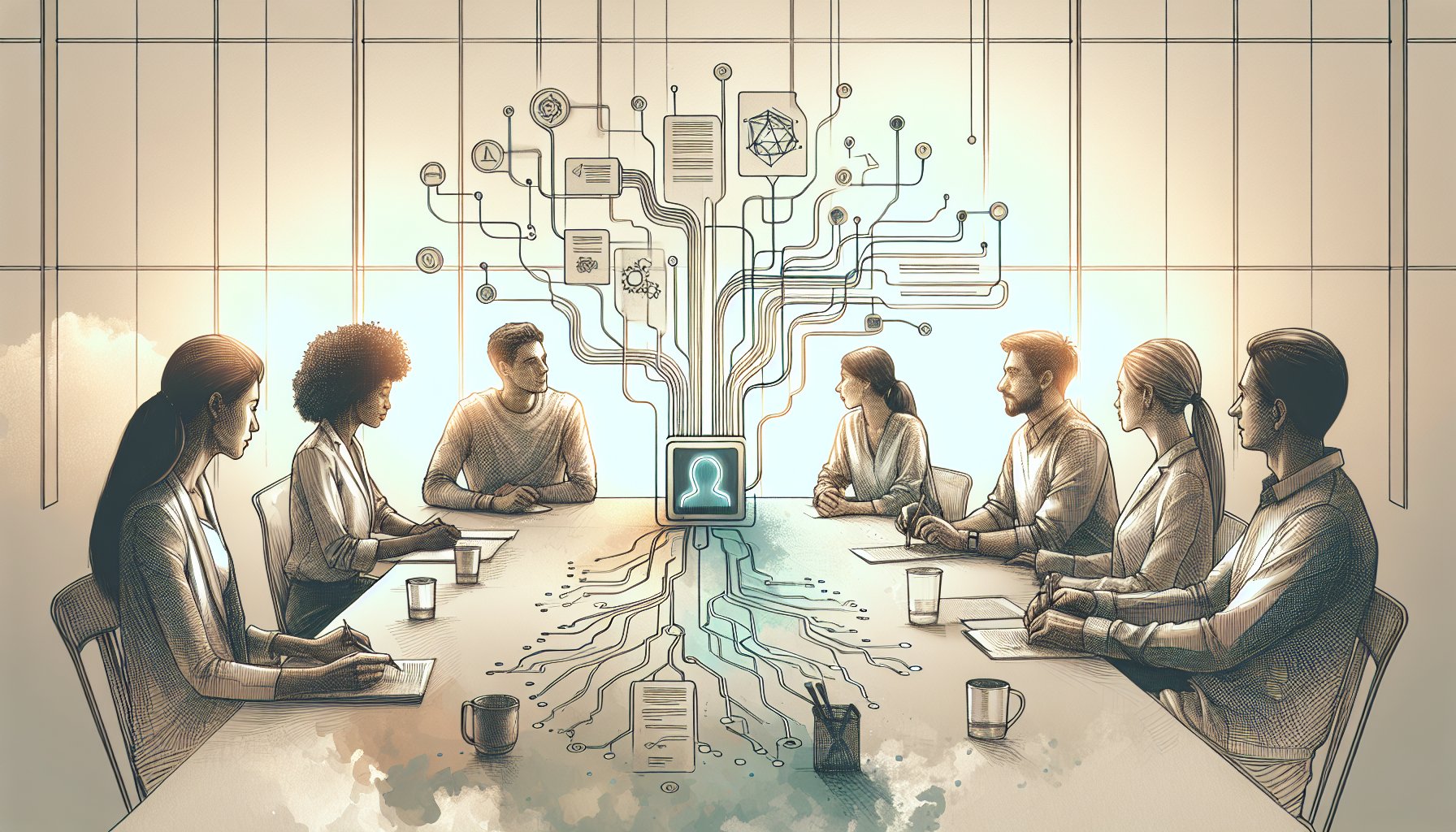 AI 構成案 作成を軸にチームでアウトラインを確認し知見共有する様子