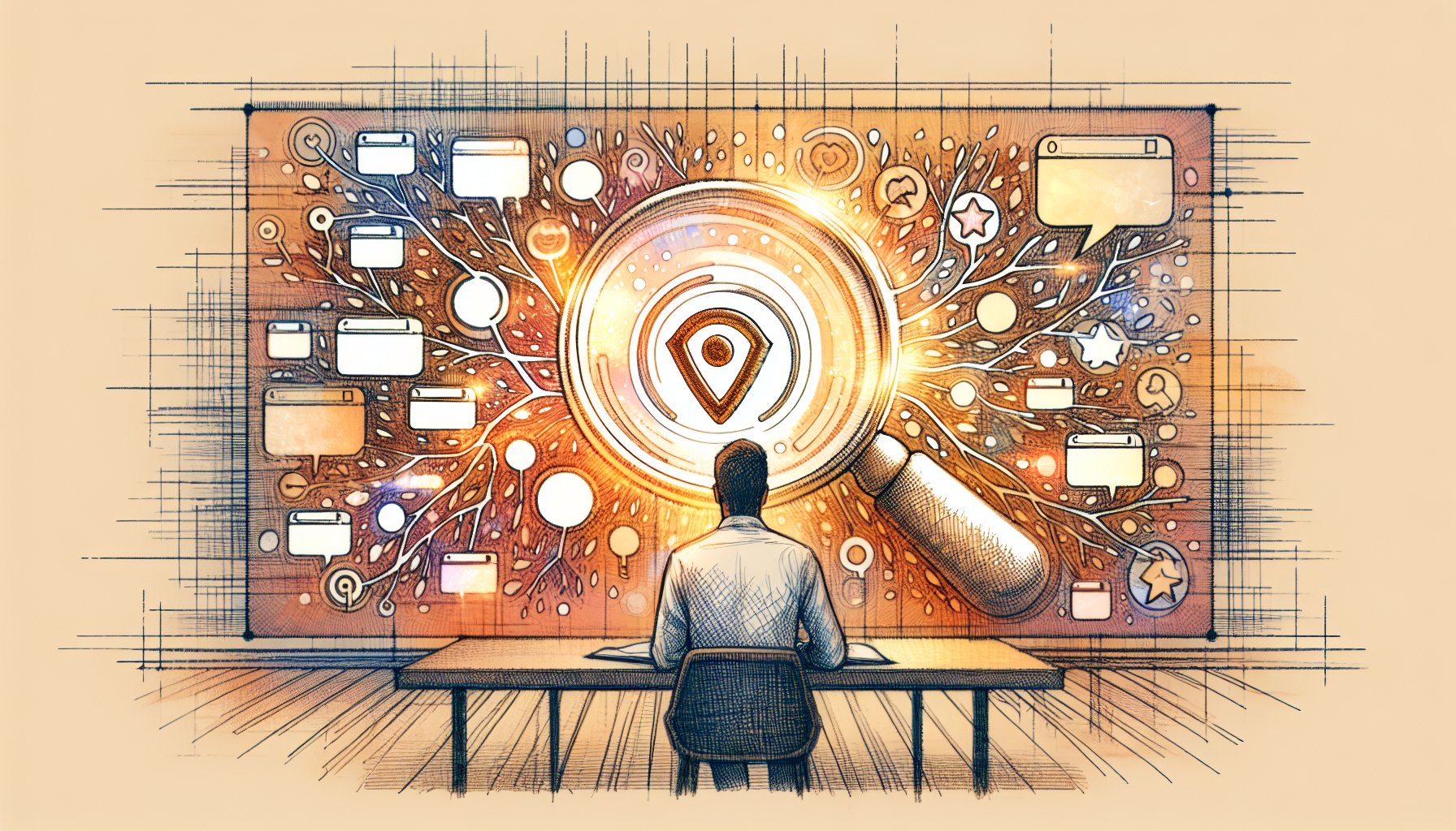 SGE（検索エンジンへのAI導入）対策で指名検索とブランド文脈が重視される様子のイラスト