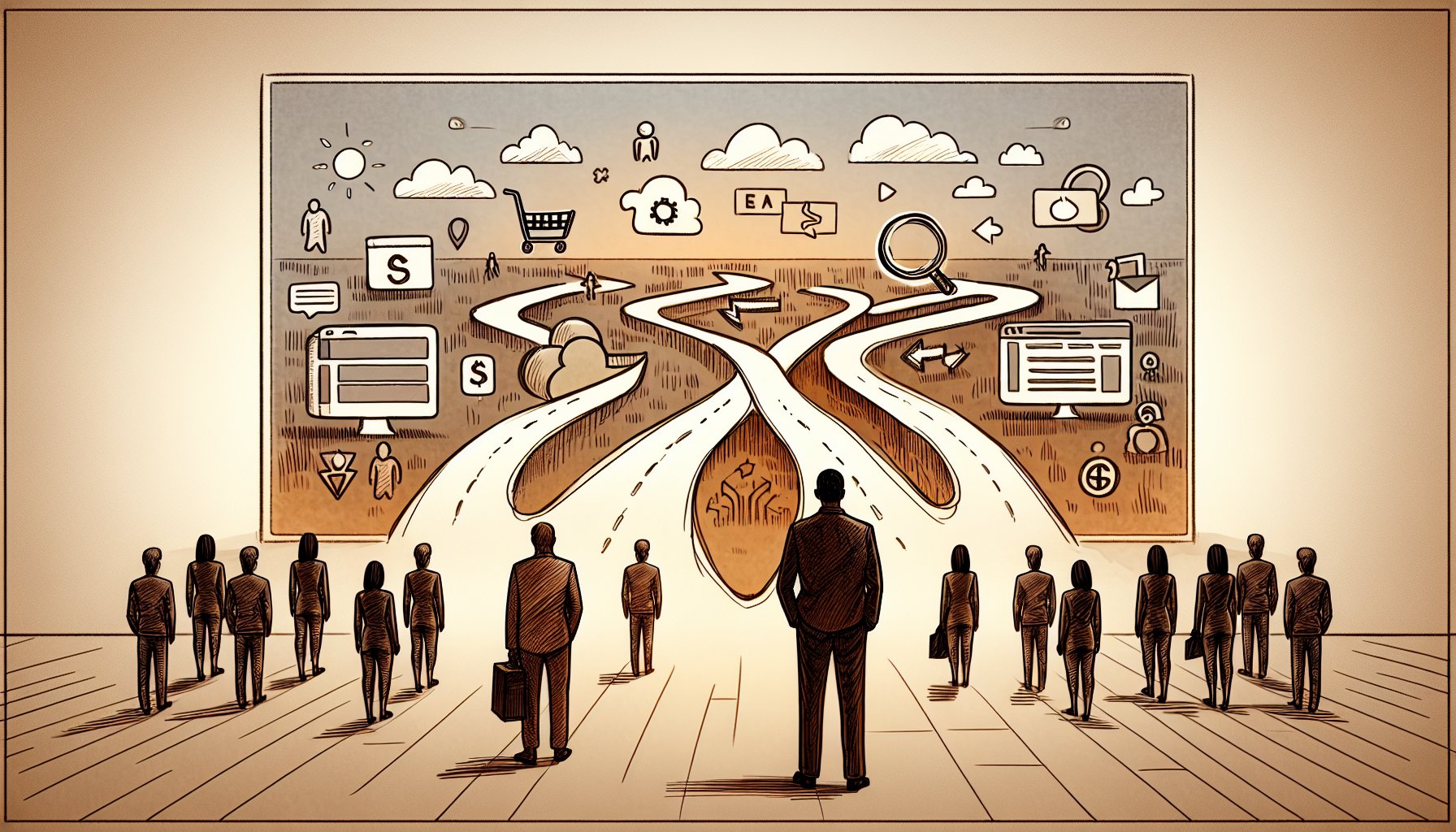 ビジネス設計と検索意図が食い違う様子でAI 記事 検索順位 上がらない 理由を示すイラスト