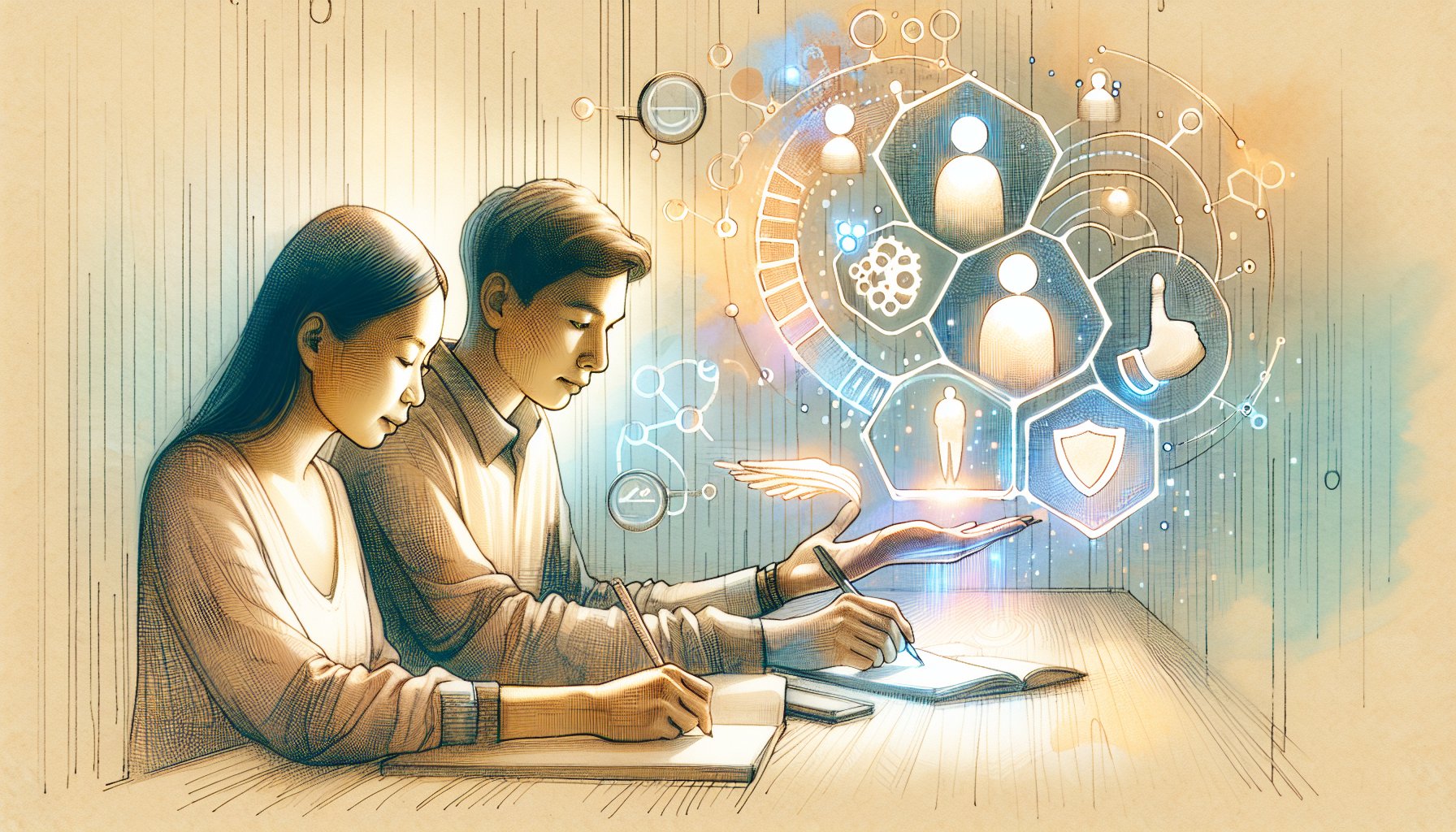 AI と人間の共同執筆 SEOで検索エンジン評価ポイントを整理し協働する様子