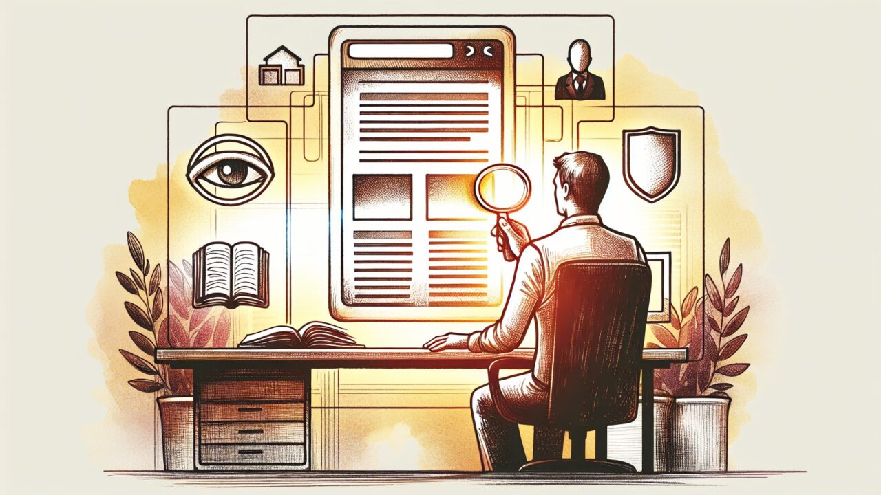 AI コンテンツ ペナルティ 回避のポイントを整理し、高品質な記事評価を示すイラスト