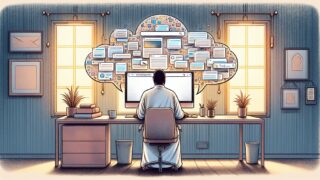 検索エンジン AI 化 影響で分散した情報が統合される様子を示すイラスト