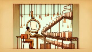 同じ内容のAI 記事がベルトコンベアで量産され検索順位が上がらない理由を象徴的に表現