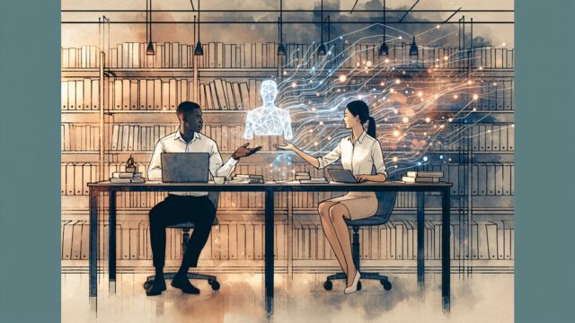 AI と人間の共同執筆でコンテンツ需要増に対応するビジネス現場の協働シーン