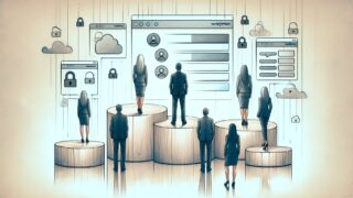 WP ユーザー権限 種類を示す5段階のアクセス権限を比喩的に表現したイラスト