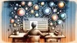 サジェストキーワード 抽出で浮かぶ検索候補とユーザー意図の微妙な距離感を俯瞰するイラスト