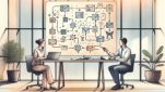 ビジネスのワークフローにGPTs 作り方 活用術を組み込む流れを示す手描きイラスト