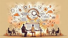 自然言語処理 SEOにより検索エンジンが文章の意味を理解する様子を示すイラスト