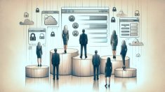 WP ユーザー権限 種類を示す5段階のアクセス権限を比喩的に表現したイラスト