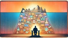 検索意図 AI 分析で単語の裏にある多層のユーザー意図を可視化するイラスト