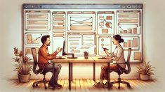 Claude Artifacts 使い方の概要、チャットと成果物画面を並べた協働イメージ