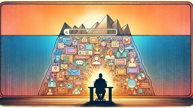検索意図 AI 分析で単語の裏にある多層のユーザー意図を可視化するイラスト