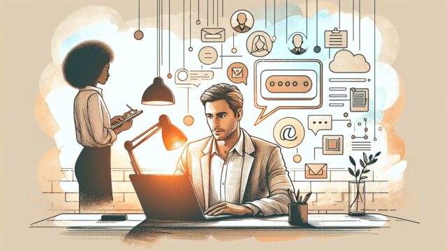 落ち着いた初心者がChatGPT 使い方 初心者の前提を学ぶ様子を描いたイラスト