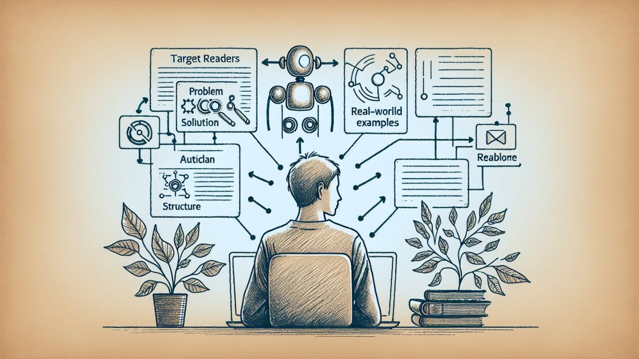 AI ライティング 成功事例 SEOの共通パターン、人とAIが協働し記事構成を整理する様子