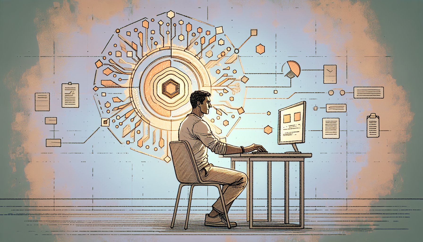 AIコンテンツ検出器対策を考えるライターがAIと協調する様子