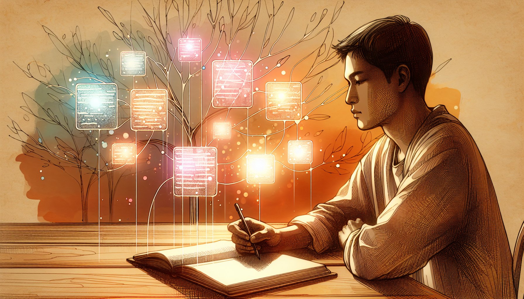 落ち着いたデスクでAI ライター 比較を行い、リスクと限界を見極める様子