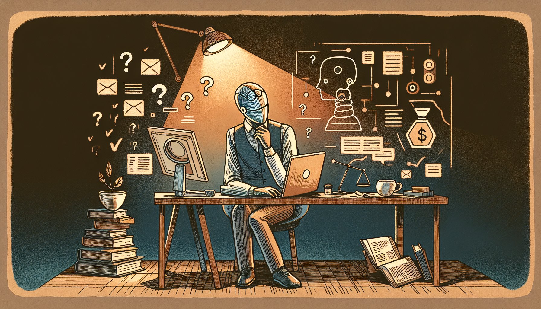 AI ファクトチェック やり方を実践するビジネスパーソン、落ち着いて複数情報源を検証する様子