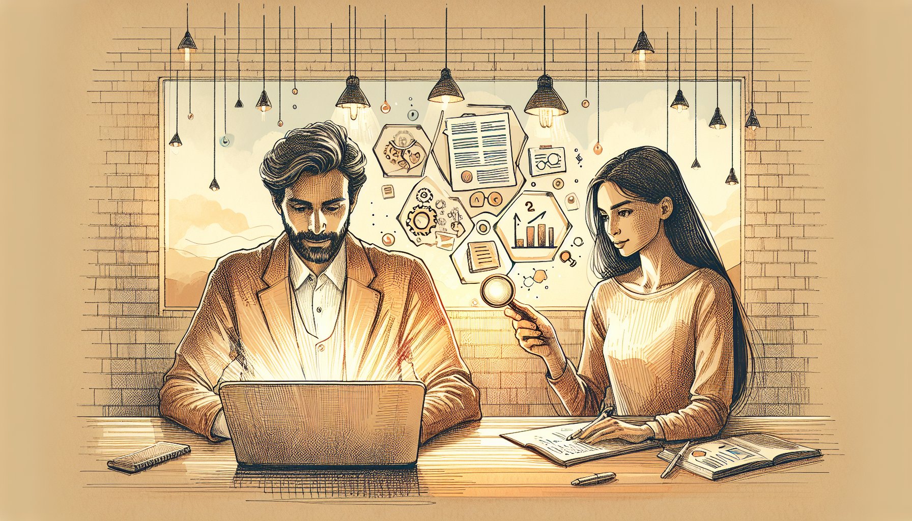 AI 記事 E-E-A-T 高める方法として人とAIが共同で情報を検証する様子