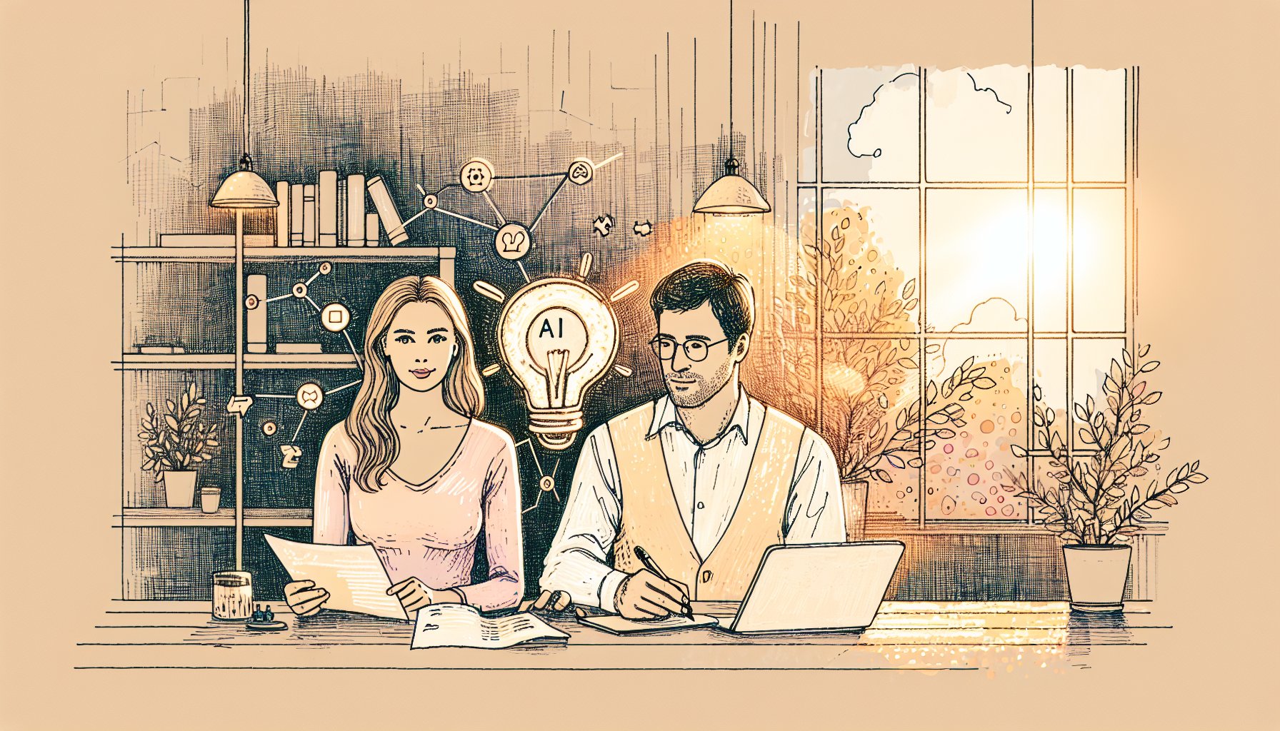 AI 文章 検出器 回避を恐れず活用し、人とAIが協調して文章を書く様子