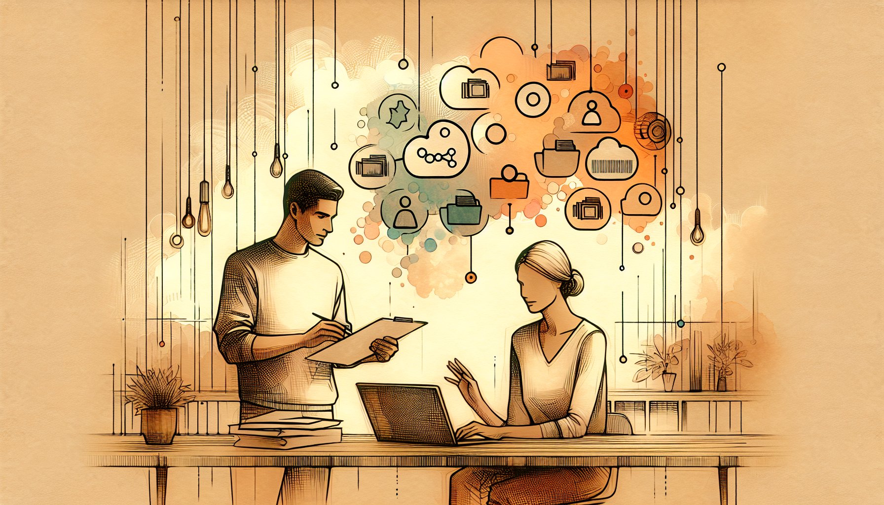 検索意図 AI 分析を使い、人とAIが協調してキーワード群を分類整理する様子