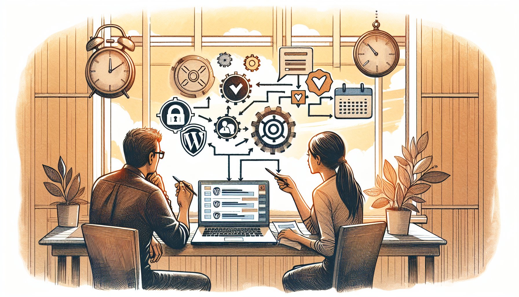 WordPress 脆弱性 対策で自動更新と手動更新のバランスを検討する作業風景