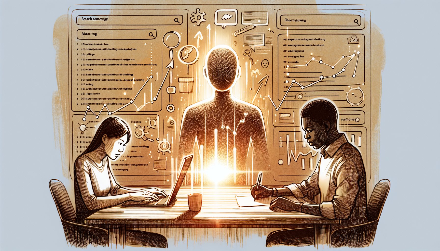 AI ライティング 成功事例 SEO、AIと人間の執筆が同条件で評価される様子