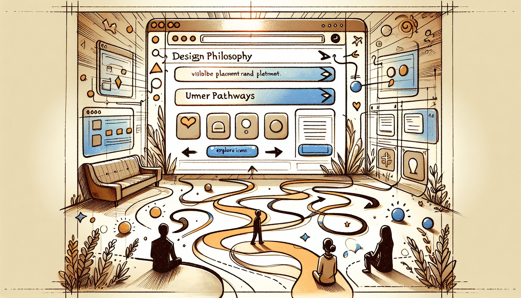 WP リード獲得 フォームの配置ごとに異なる導線を示す手描き風イラスト