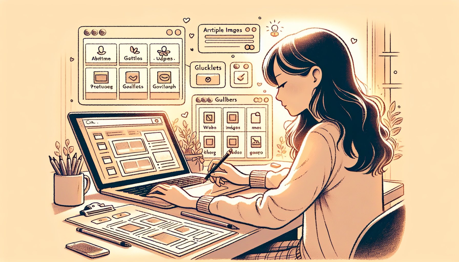 WP 画像 リンク 外す運用ルールを整理し、作業デスクで画像リンク方針を検討する様子