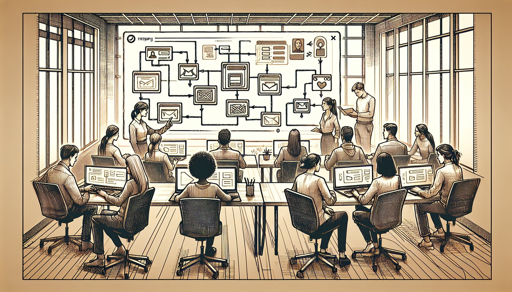 Claude Artifacts 使い方による非同期コラボレーションで、チームが共有アセットに落ち着いて集中する様子