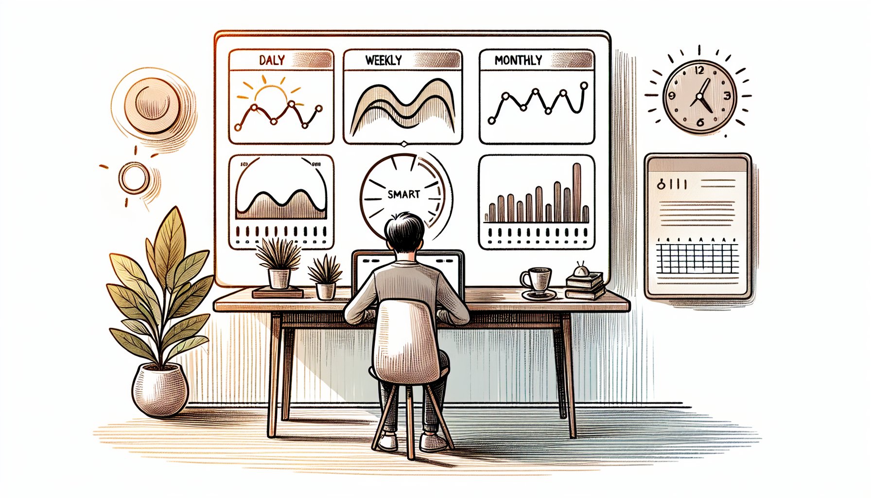 検索順位 チェック ツールを日次・週次・月次でバランス良く監視する落ち着いた作業風景