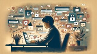 WordPress 脆弱性 対策として脆弱性情報を冷静に取捨選択する様子のイラスト