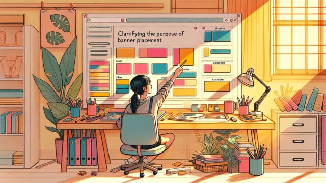 WP バナー 設置 場所の目的を整理しつつ配置を検討するデザイナー