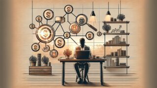 ノートPC画面でニッチキーワード 攻め方を分析し、収益と成長戦略を整理するワークスペース