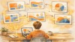 Canva AI 使い方の基本機能を整理し、人とAIが協調してデザイン案を生成する様子