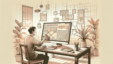 Table of Contents Plus カスタマイズを落ち着いた作業環境で調整する様子を描いたイラスト