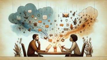 リード獲得 記事の一般的なイメージとして、強引な訴求と信頼重視の丁寧な訴求を比較するイラスト