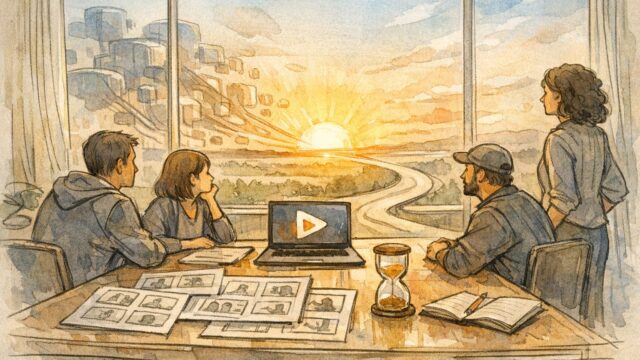 Sora AI いつからを検討しながら動画施策を企画するオフィスワークスペース