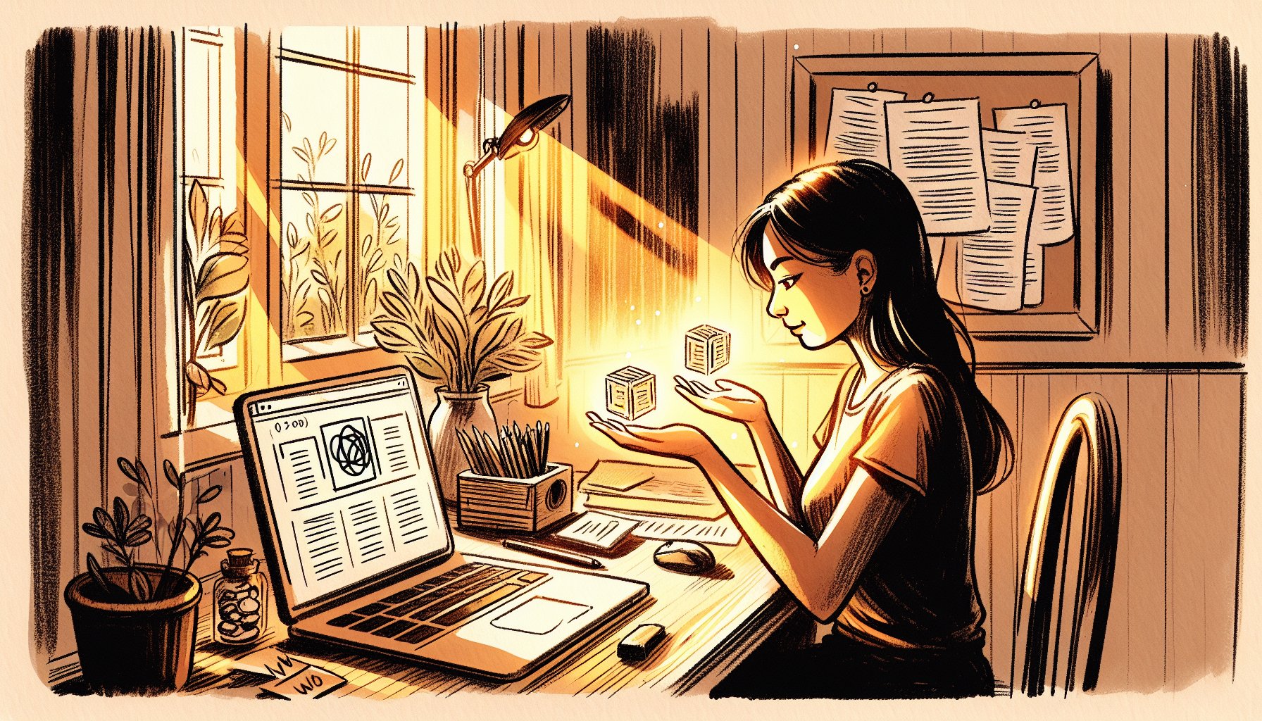 WordPress ショートコード 動かない場合に現実的な代替案を選択する様子の手描きイラスト