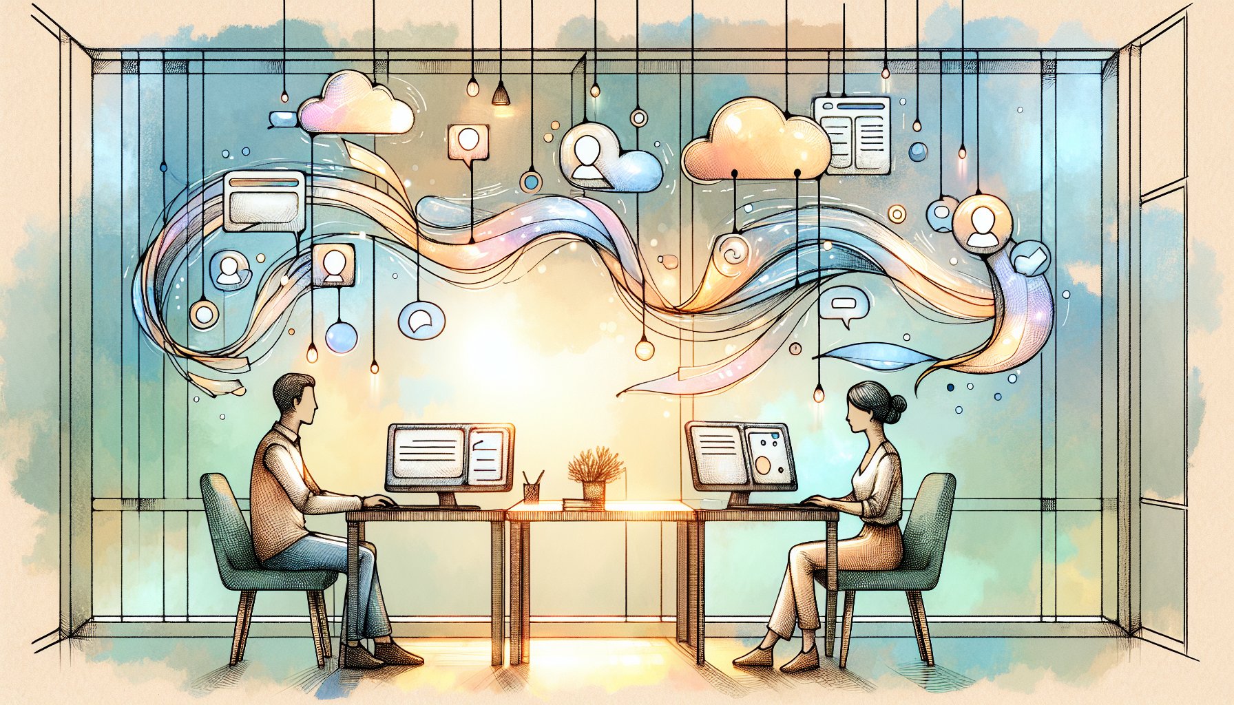 Slack ChatGPT 連携でメッセージ共有と要約が循環する、穏やかなオフィスワークスペース