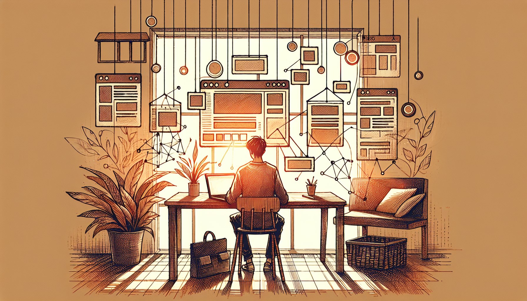 WordPress 記事 ID 確認でテンプレートと記事がつながる様子を示す温かなイラスト