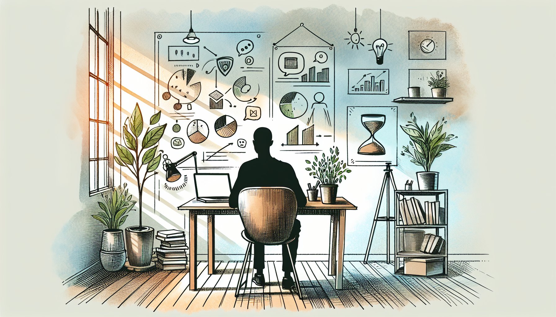 オウンドメディア 立ち上げ初期の静かな指標や小さな反応が長期的成長につながる様子を象徴的に描いたイラスト