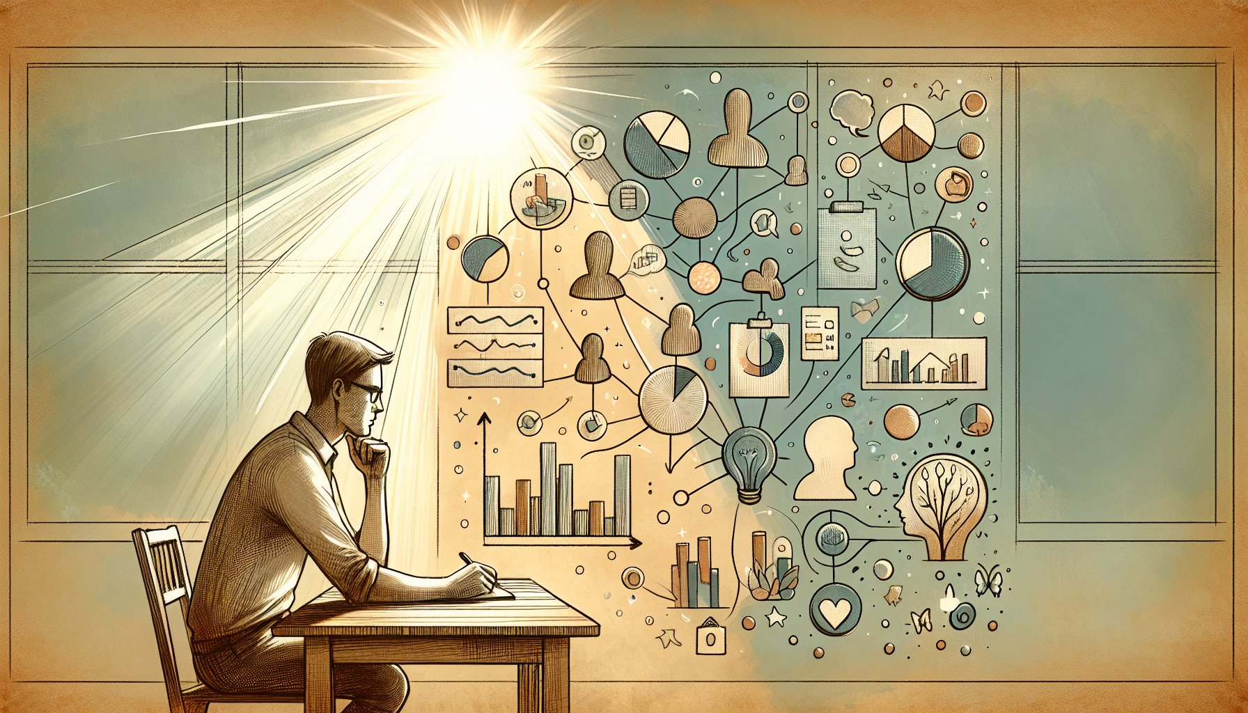 CV(コンバージョン)改善で数字とユーザー体験のバランスを考える机上のイラスト