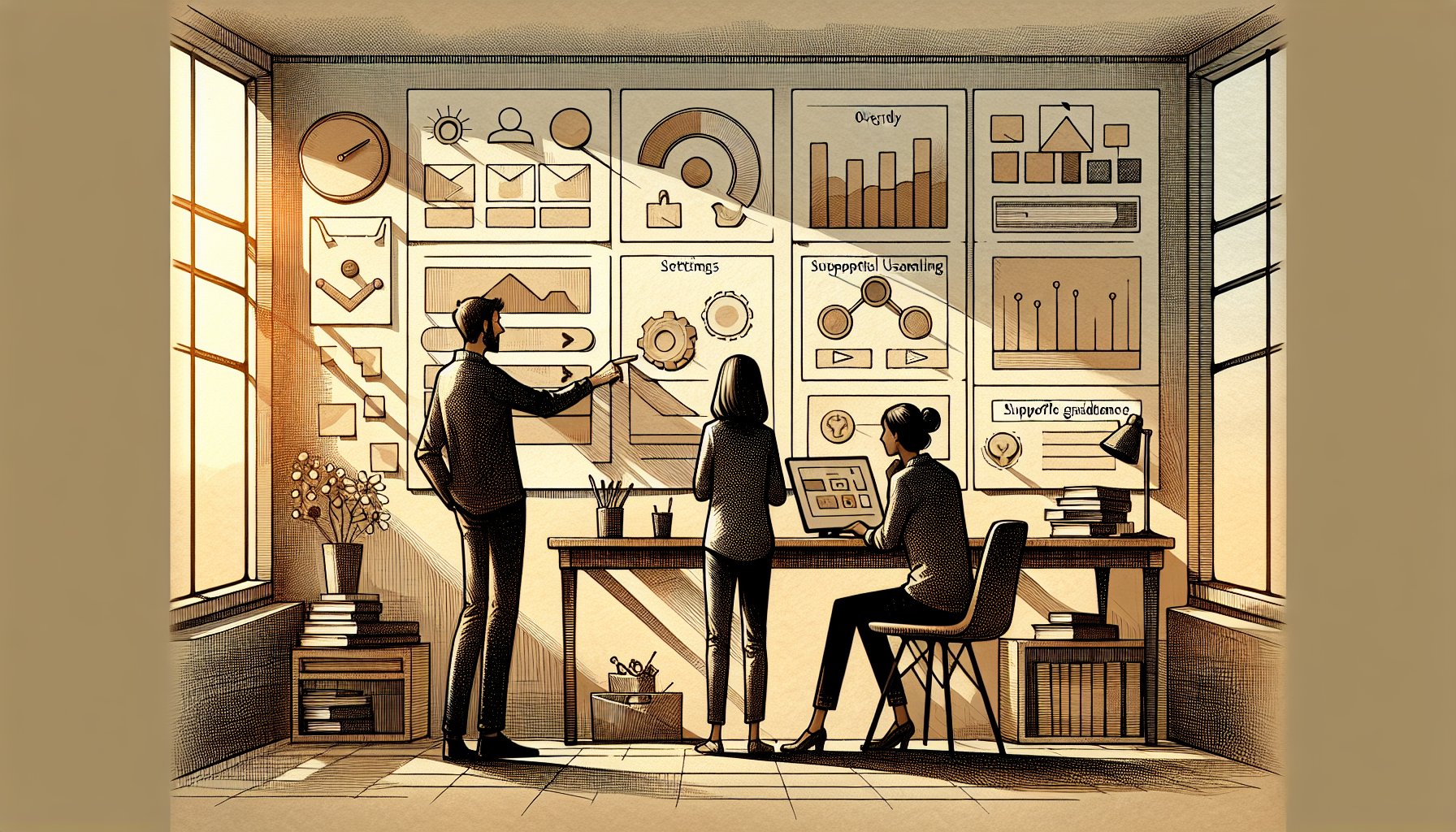 Easy Table of Contents どっちがいいか比較検討する作業デスクと設定画面のイラスト