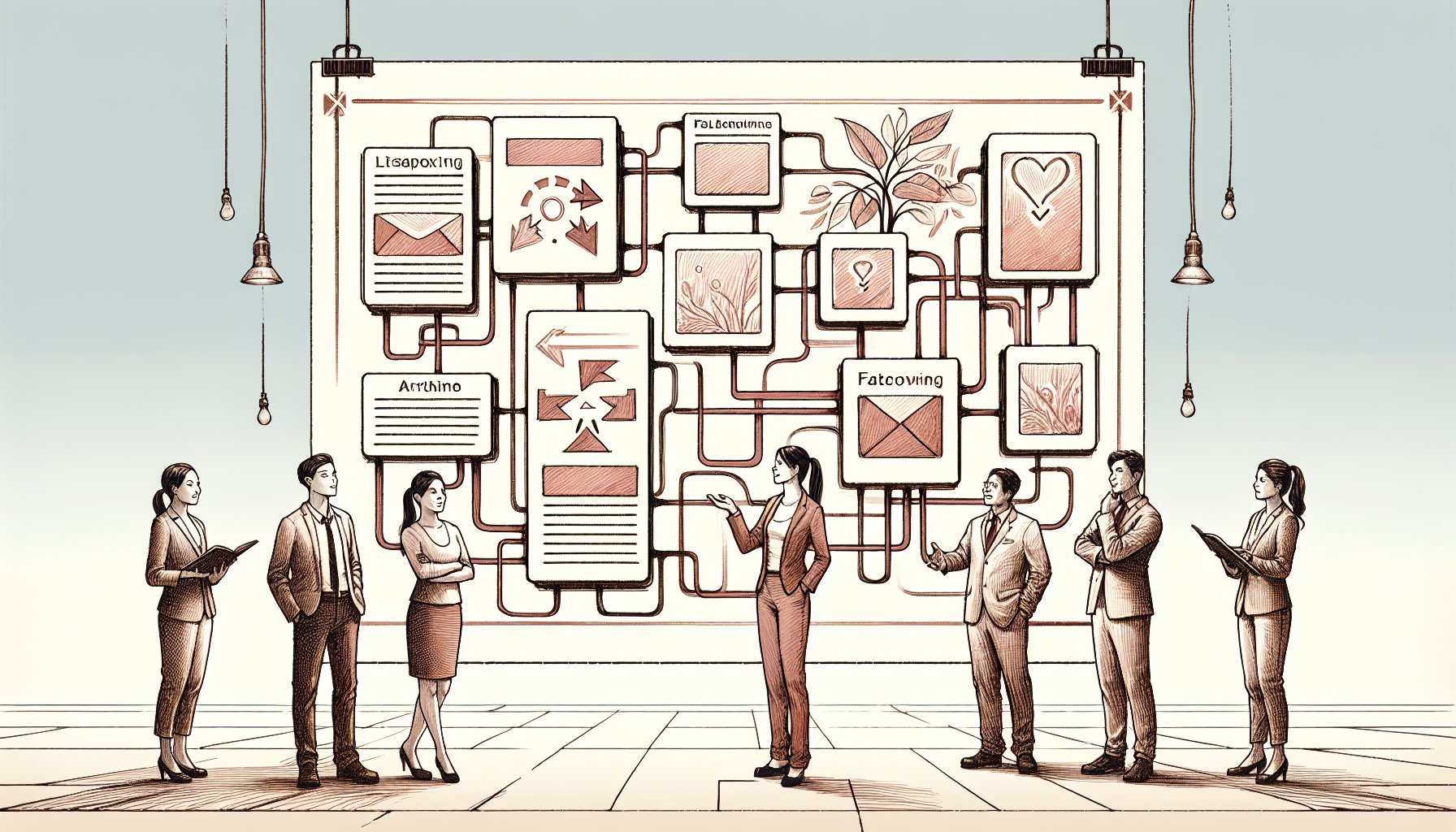 PV数 増やす 方法を示す内部リンク設計と回遊イメージの手描きイラスト