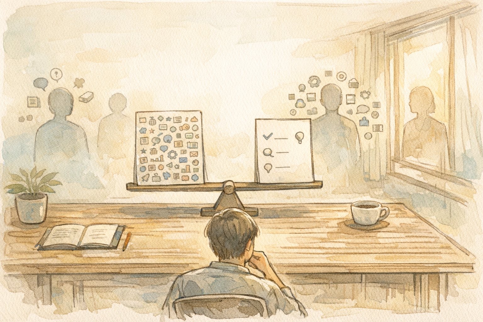 ユーザー文脈に応じ情報量を調整しCVR 上げる ライティングを象徴的に示す手描きイラスト