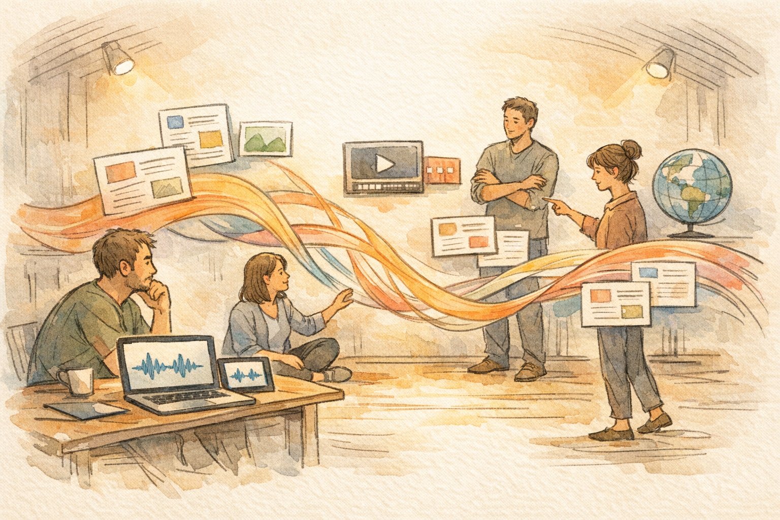 AI ナレーション 作成をマーケ施策として活用し、音声が多言語コンテンツへ広がる様子