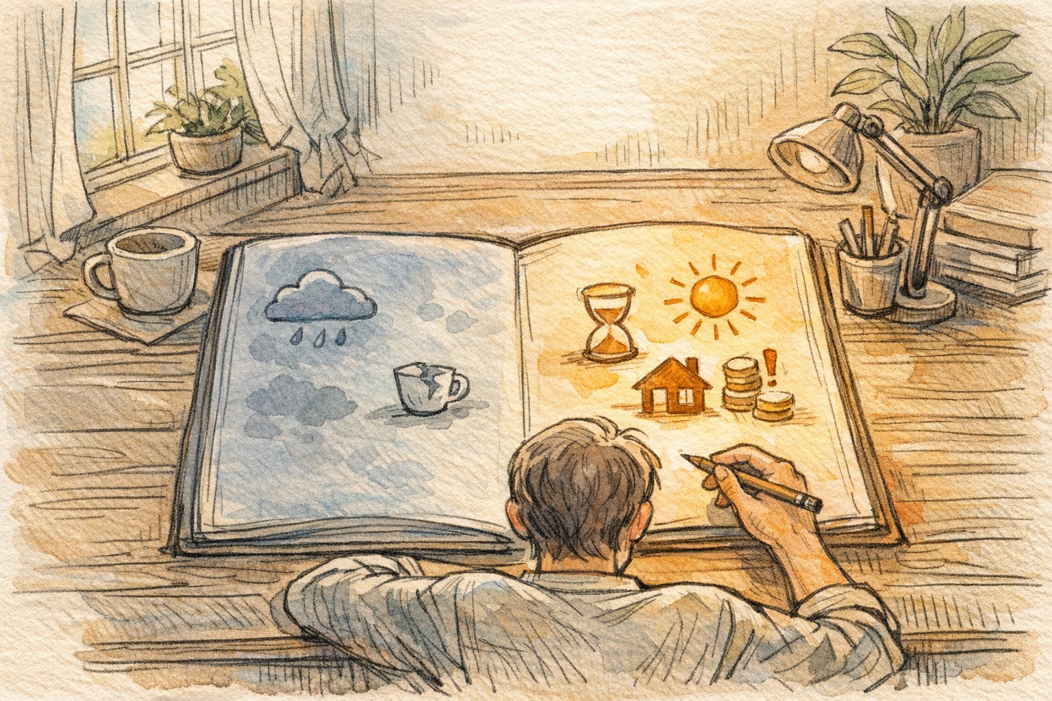 デメリット 記事に書く 理由を考えながら、光と影を対比させて取捨選択する執筆イメージ